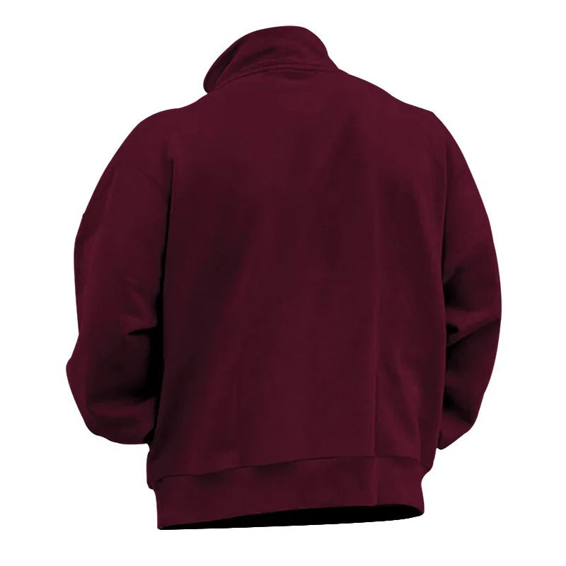 Herren-Sweatshirt mit halbem Reißverschluss und Stehkragen