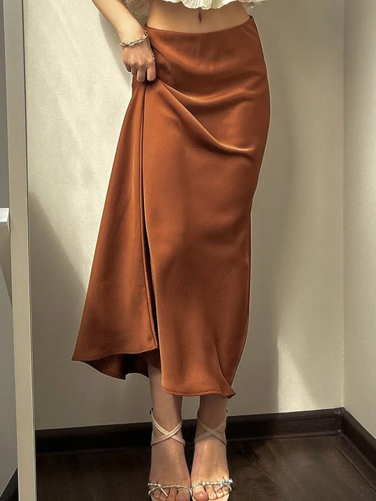 Satin-Faltenrock für Damen