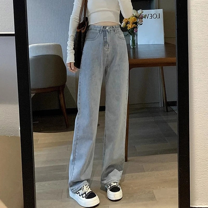 Vintage-Damenjeans mit weitem Bein