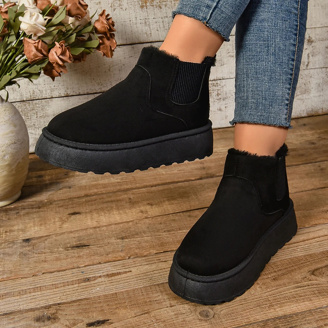 Pelzplüsch-Stiefeletten für Frauen