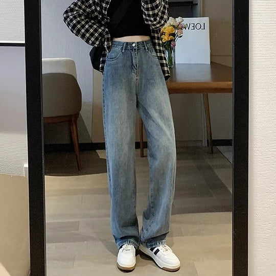 Vintage-Damenjeans mit weitem Bein