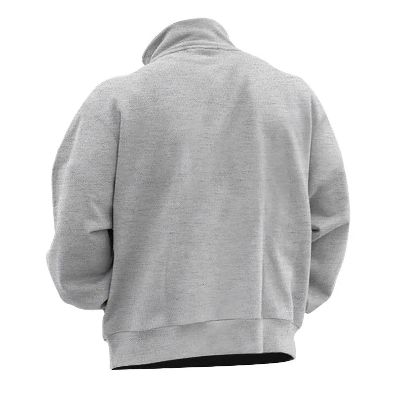 Samt-Herrenpullover mit halblangem Reißverschluss