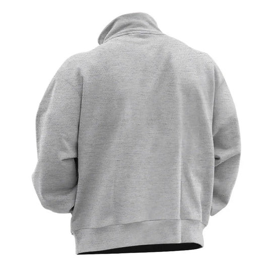 Samt-Herrenpullover mit halblangem Reißverschluss
