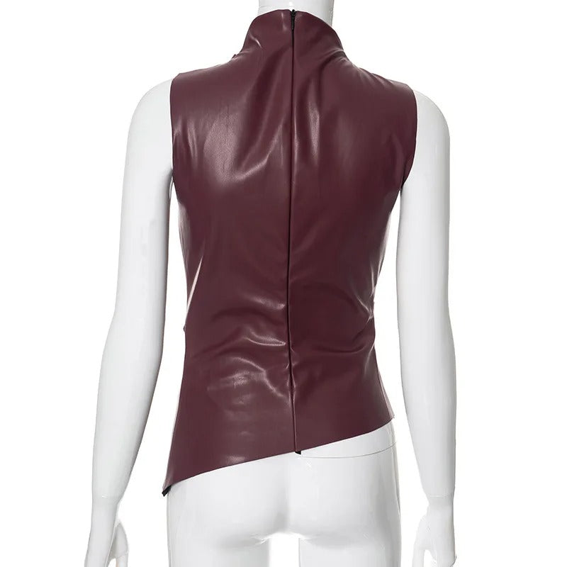 Ärmelloses Damen-Tanktop aus Leder