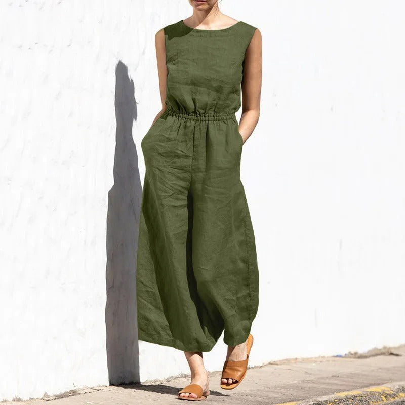 Damen-Overall aus Baumwolle mit hoher Taille