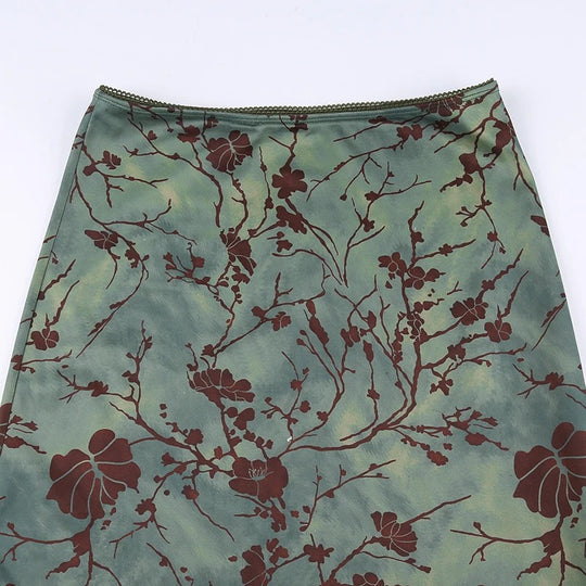 Vintage-Midi-Rock mit Blumenprint