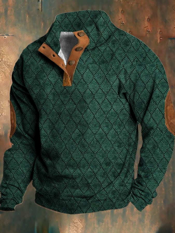Herrenpullover Retro Stil Fleece Baumwoll-Polyester-Mischung 2
