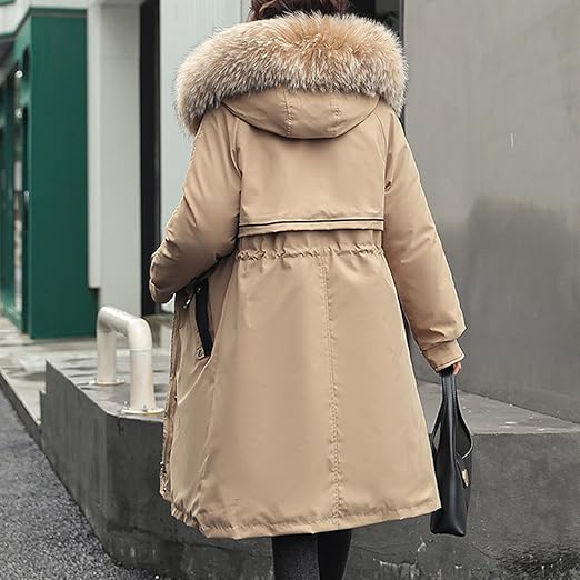 Damen-Parka mit Kapuze und Pelzkragen