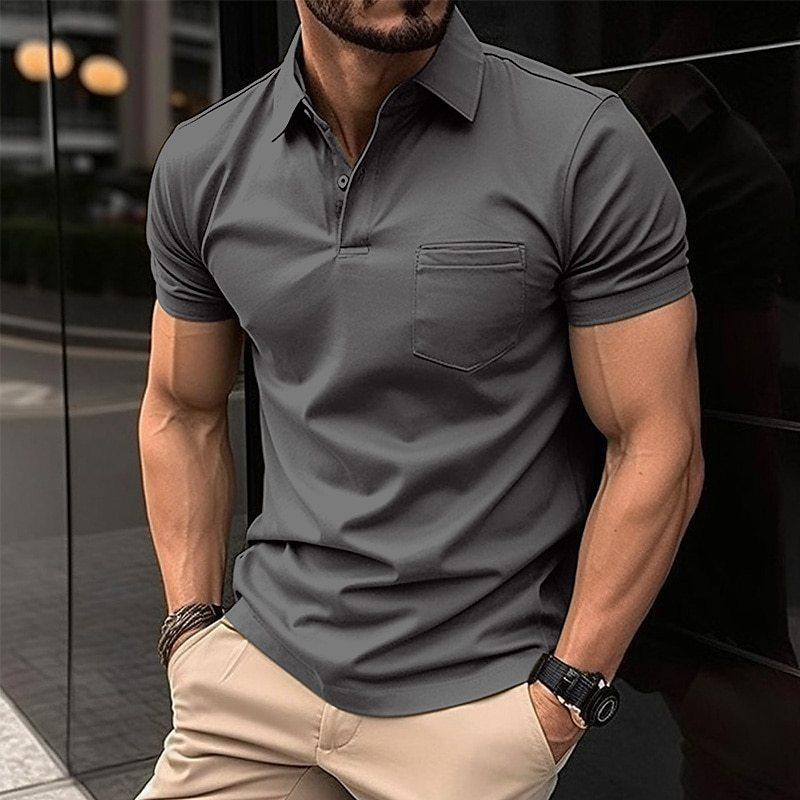 Variant image for Herren Polo Shirt Atmungsaktives Material Elegantes Design Langarm Poloshirt-9