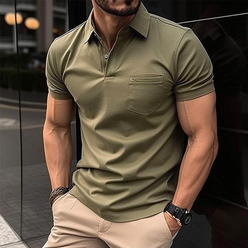 Variant image for Herren Polo Shirt Atmungsaktives Material Elegantes Design Langarm Poloshirt-19