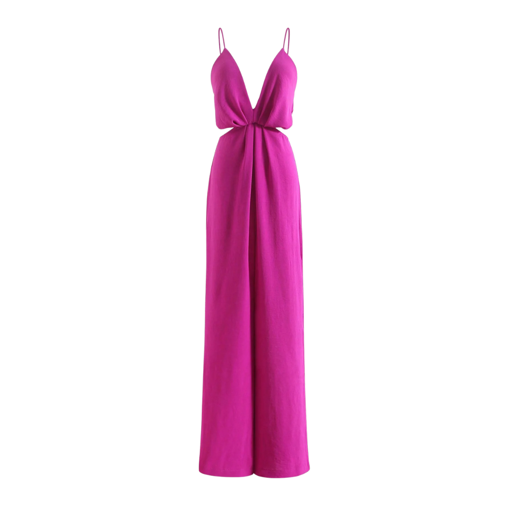 Plissierter Damenoverall mit weitem Bein