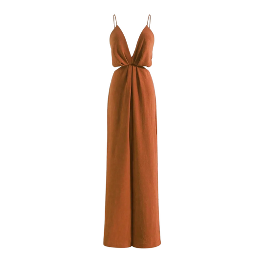 Plissierter Damenoverall mit weitem Bein