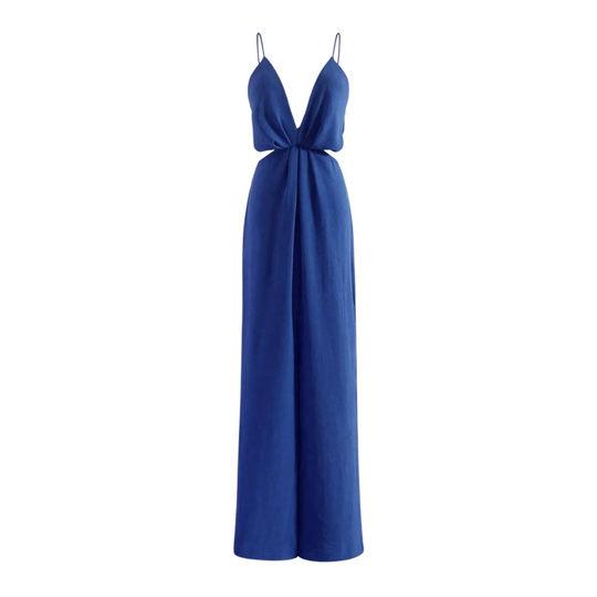 Plissierter Damenoverall mit weitem Bein