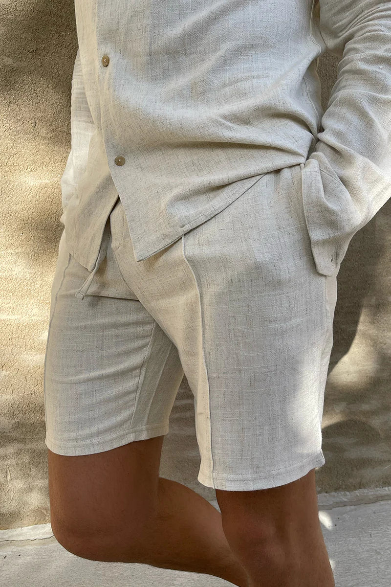 Variant image for Herren Shorts Lässig Aus 100% Leinen Atmungsaktiv-1