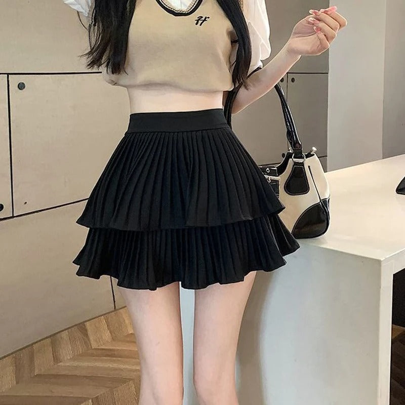 High Waist Rüschen Lolita Rock aus Patchwork