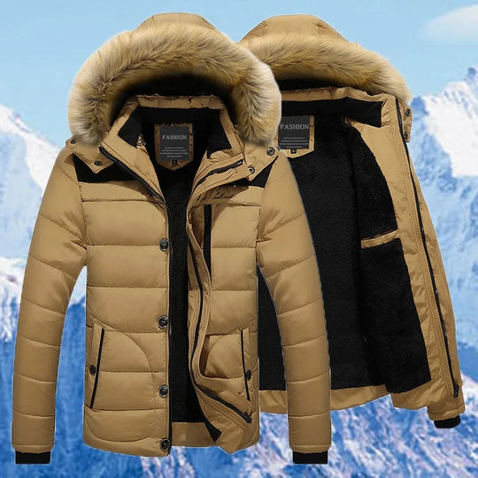 Herren-Parka aus Fleece-Daunen-Baumwolle