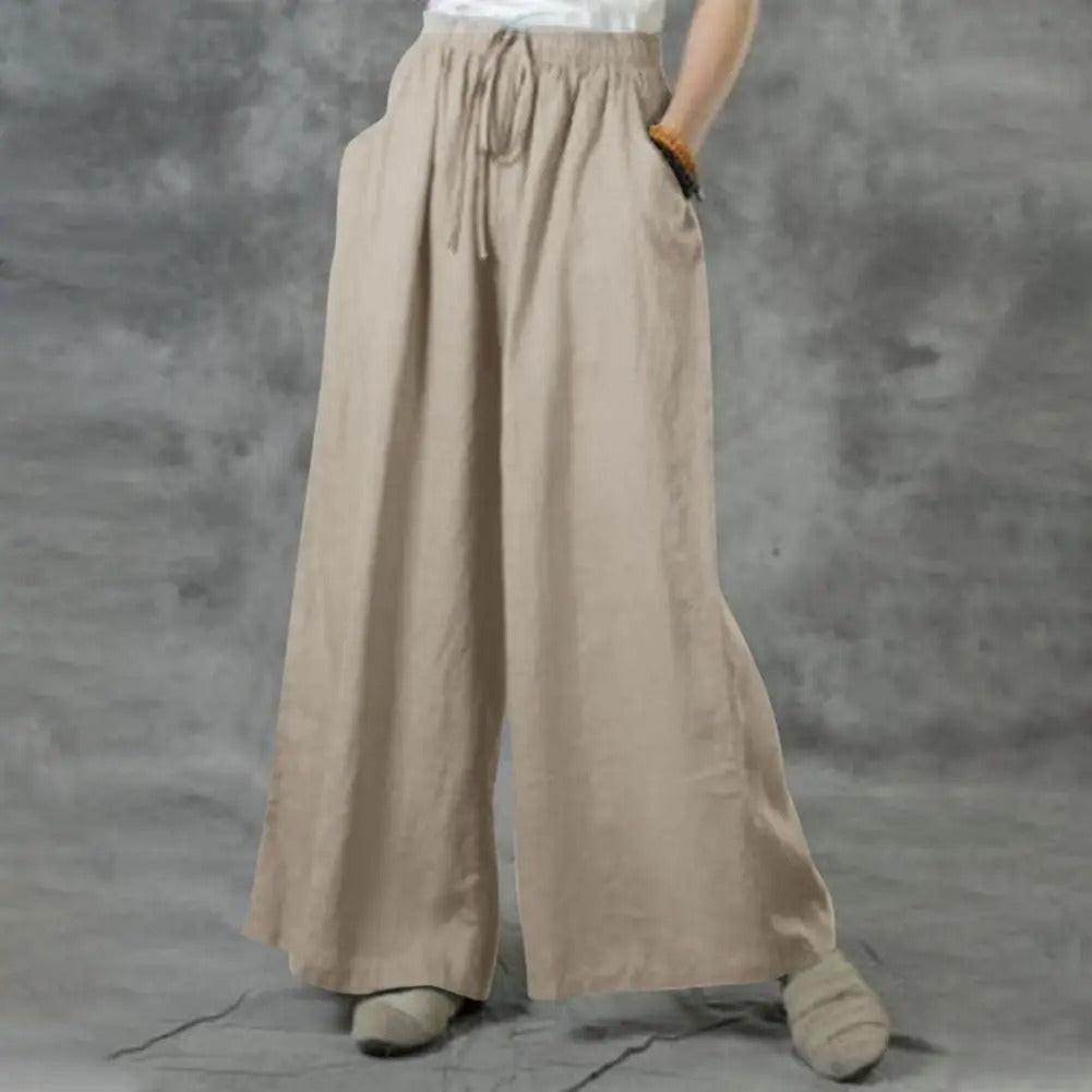 Lässige gerade Hose mit weitem Bein für Damen
