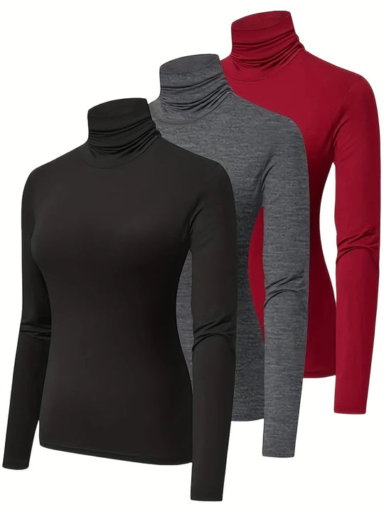 Weiches Damen-T-Shirt mit Rollkragen