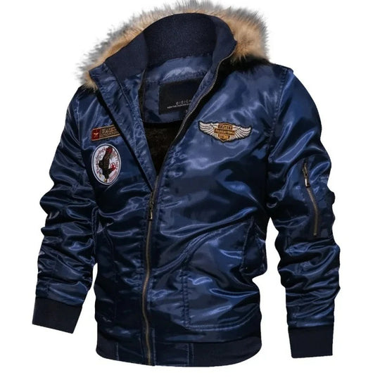 Bomberjacke aus dickem Plüsch für Männer