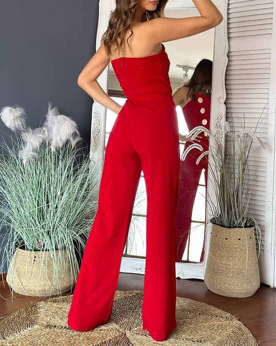 Asymmetrischer trägerloser Bandeau-Overall