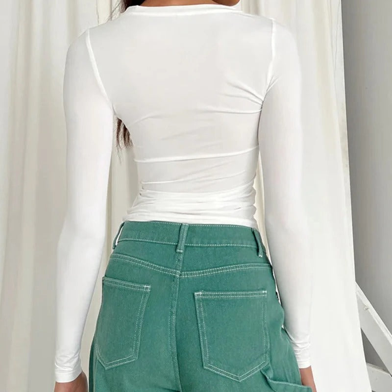 Slim Fit Langarm-T-Shirt für Damen