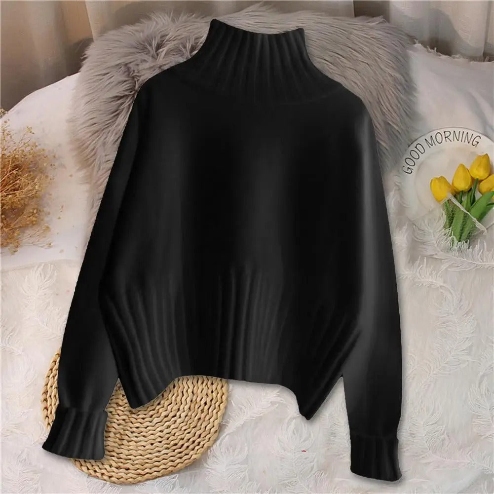 Gerippter Schmaler Rollkragenpullover für Damen
