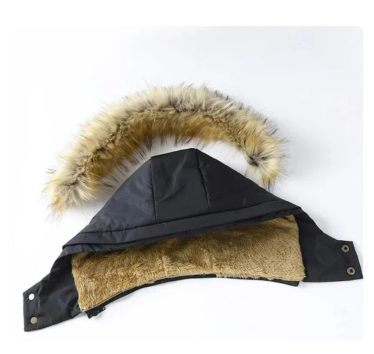 Warmer Pelzmantel mit Kapuze für Männer