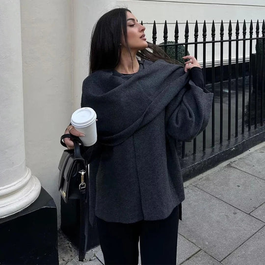Asymmetrisch wattierte Damenjacke mit langen Ärmeln