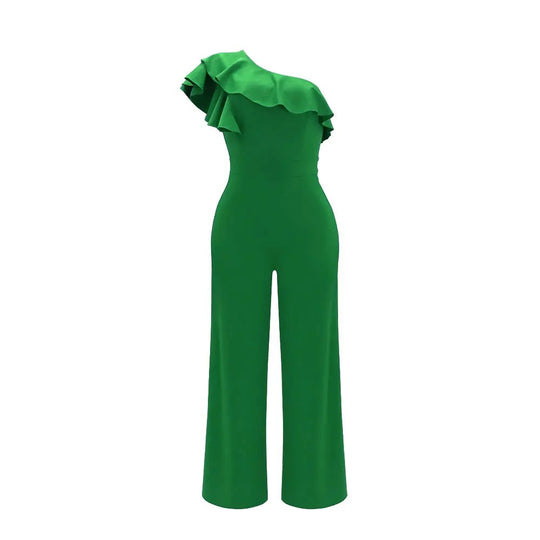 Ein-Schulter-Overall mit Rüschen für Frauen