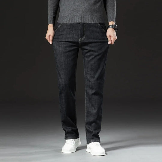 Herrenhose mit geradem Bein Lambswool Denim