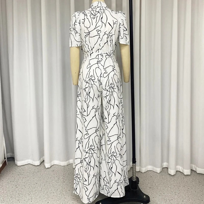 Hose mit weitem Bein und Kunstmuster im Neckholder-Stil