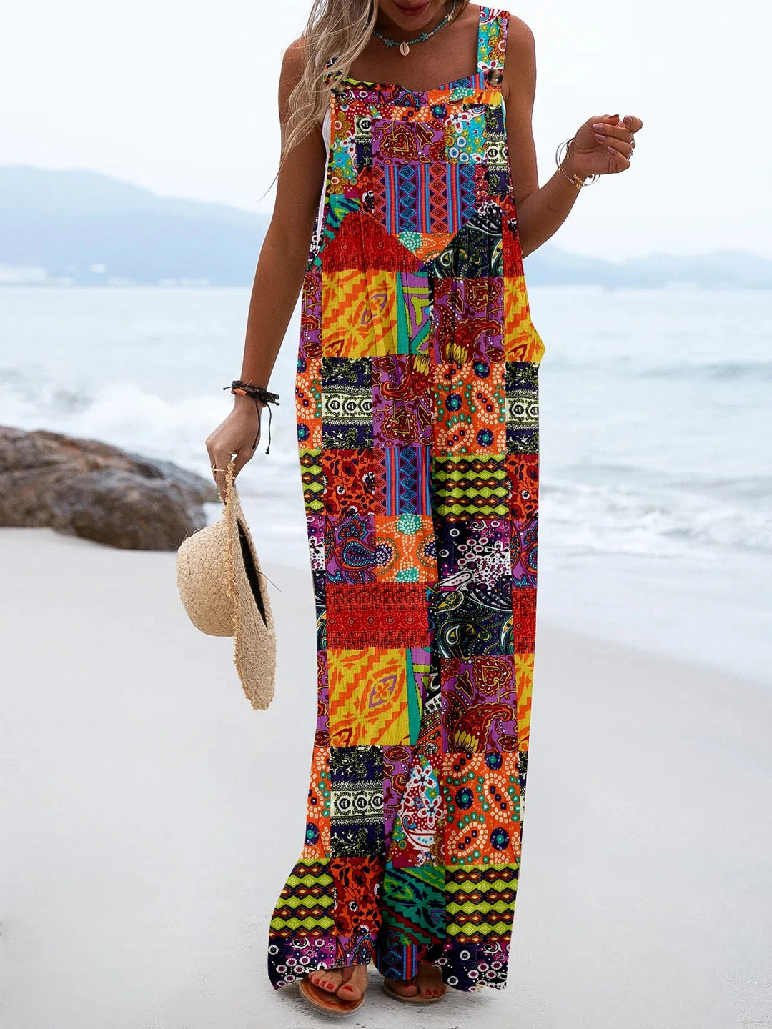 Bohemian-Overall mit weitem Bein für Frauen