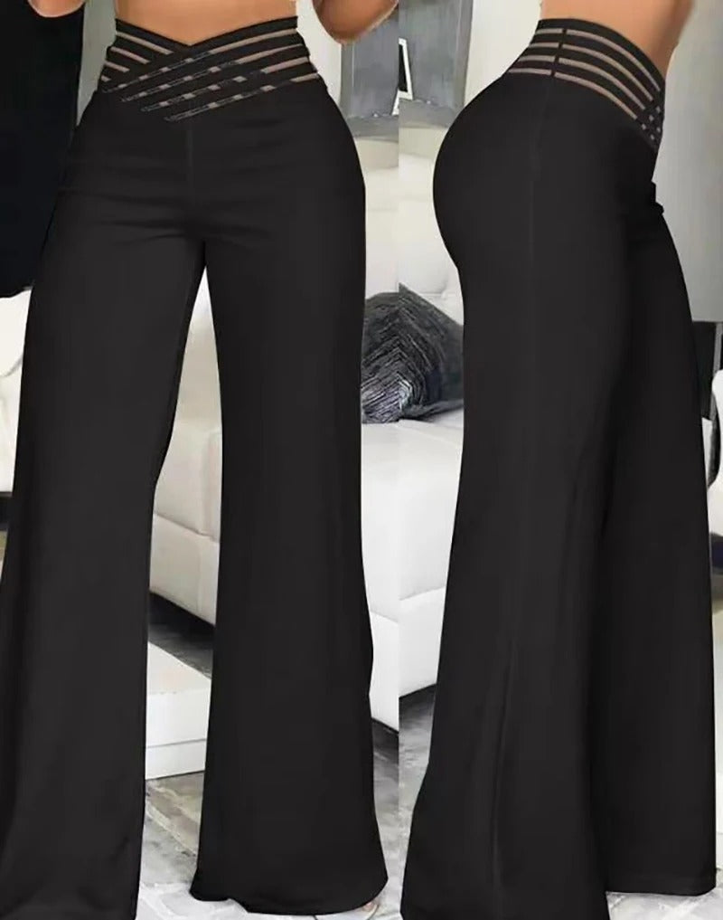 Auslaufende Hose mit gekreuztem Mesh-Patch für Damen