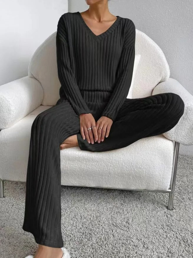 Damen Strick-Set Strick Winter V-Ausschnitt