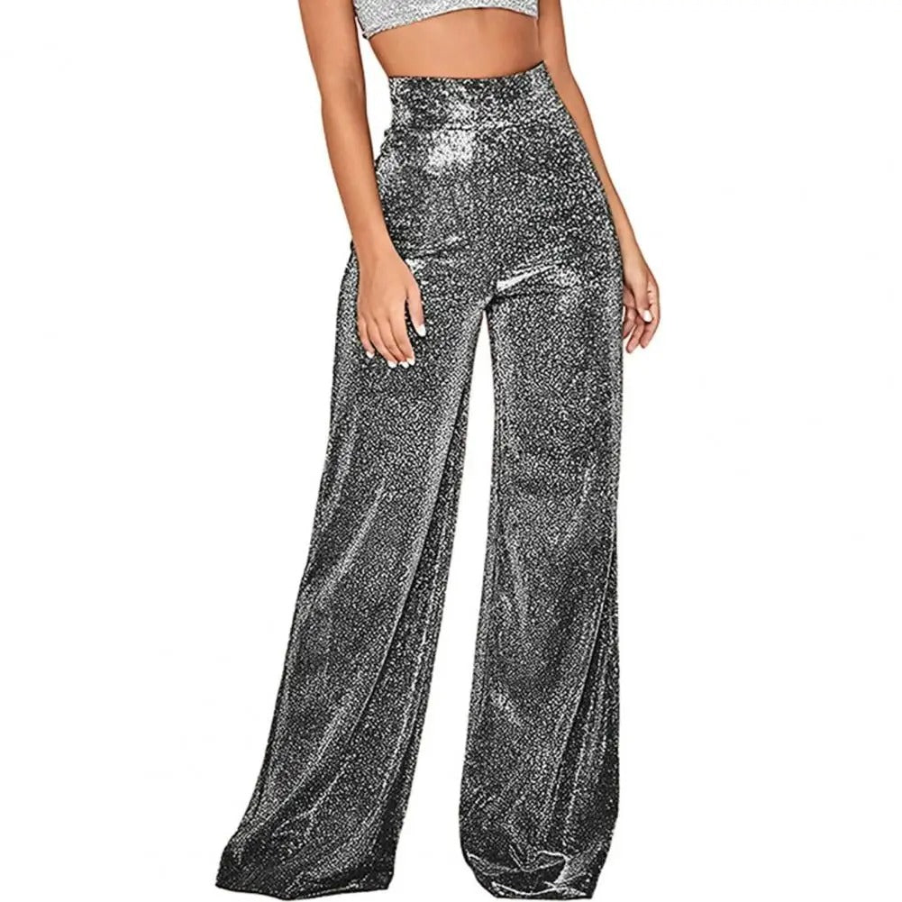 Damenhose mit hoher Taille und weitem Bein