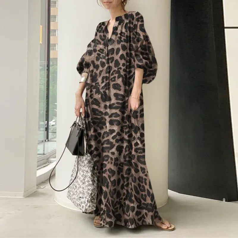 Leopardenmuster Maxikleid für Frauen
