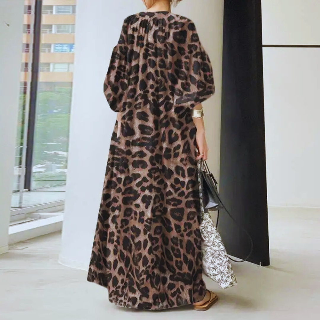 Leopardenmuster Maxikleid für Frauen