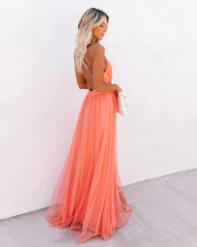 Damen Abendkleid Elegante Fließende Silhouette Hochwertiger Stoff-3