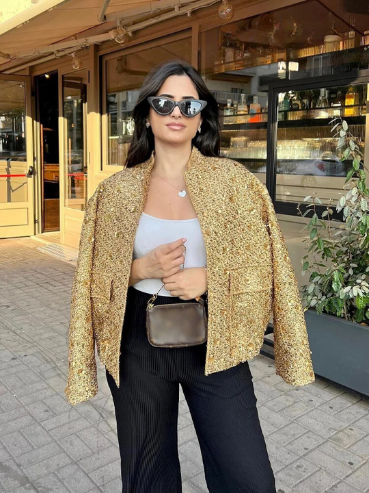 Goldfarbene Paillettenjacke für Frauen