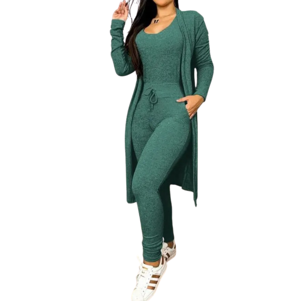 Overall und Jacke mit Tasche und Kordelzug