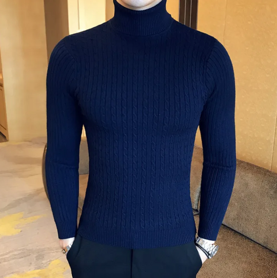 Herrenpullover mit schmalem Rollkragen