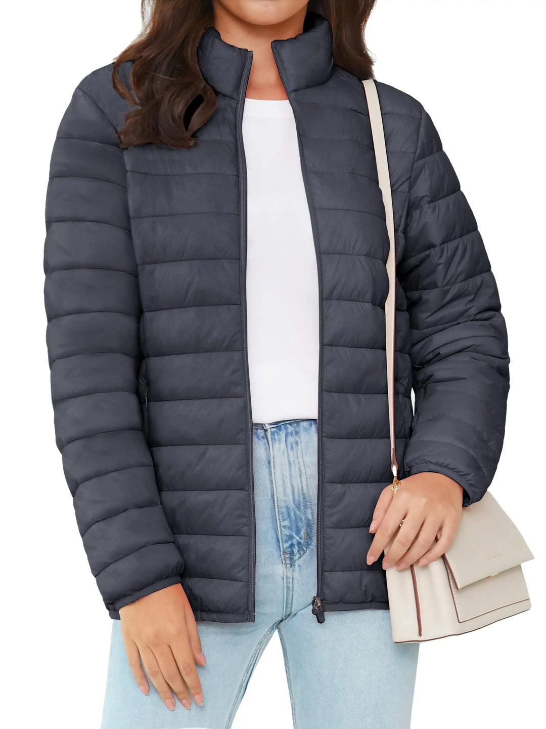 Damen-Pufferjacke mit durchgehendem Reißverschluss
