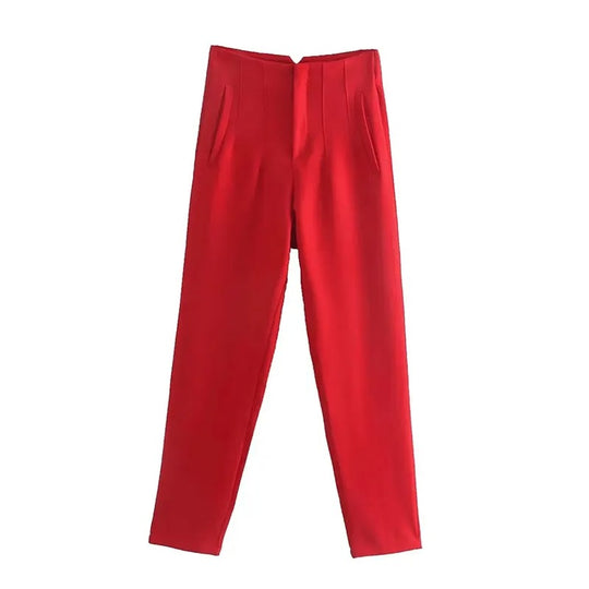 Damen-Hose mit hoher Taille und schmalem Bein