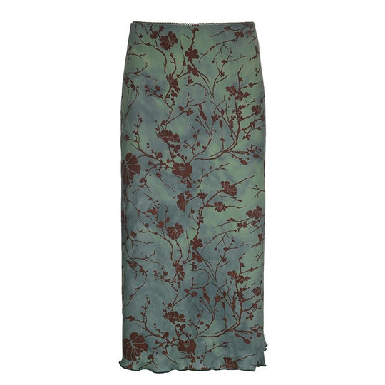 Vintage-Midi-Rock mit Blumenprint