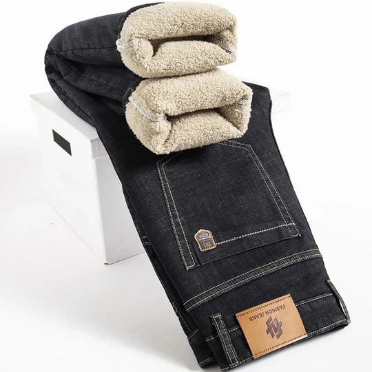 Herrenhose mit geradem Bein Lambswool Denim