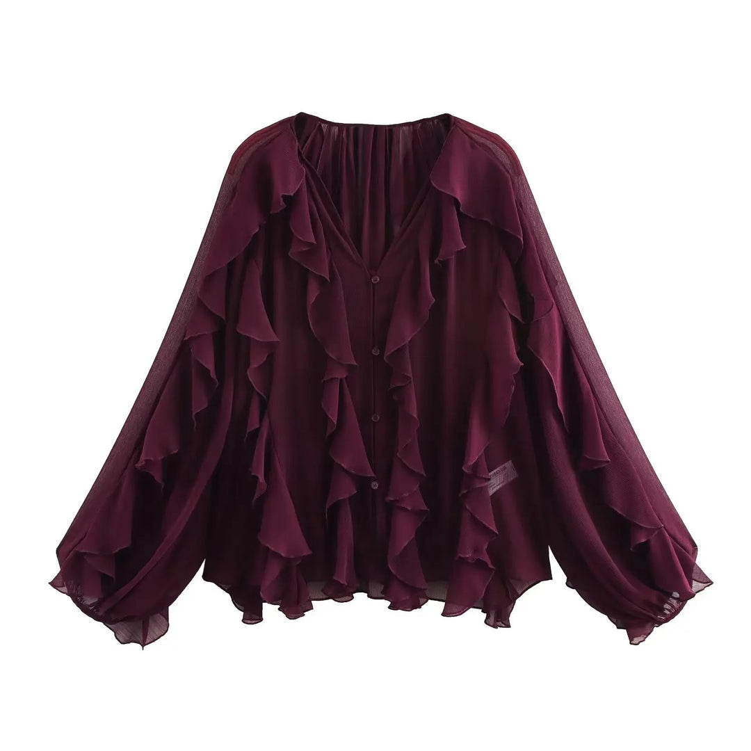 Damen durchsichtige Bluse mit Lagenlook