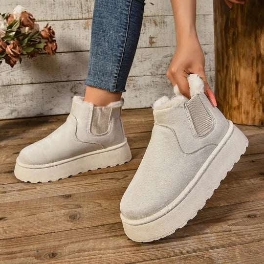 Pelzplüsch-Stiefeletten für Frauen