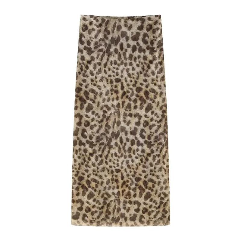 Damen-Langrock mit Leopardenmuster