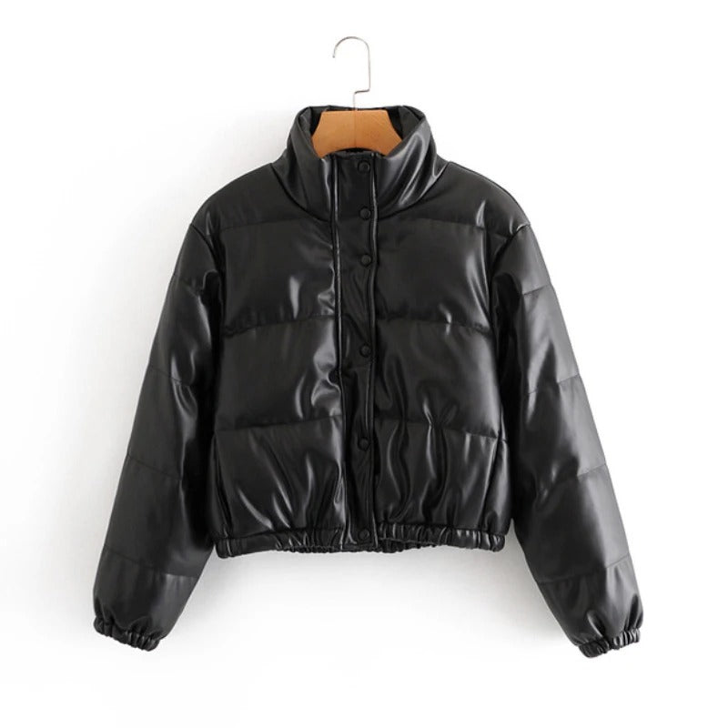 Gesteppte Lederjacke für Frauen aus Baumwolle