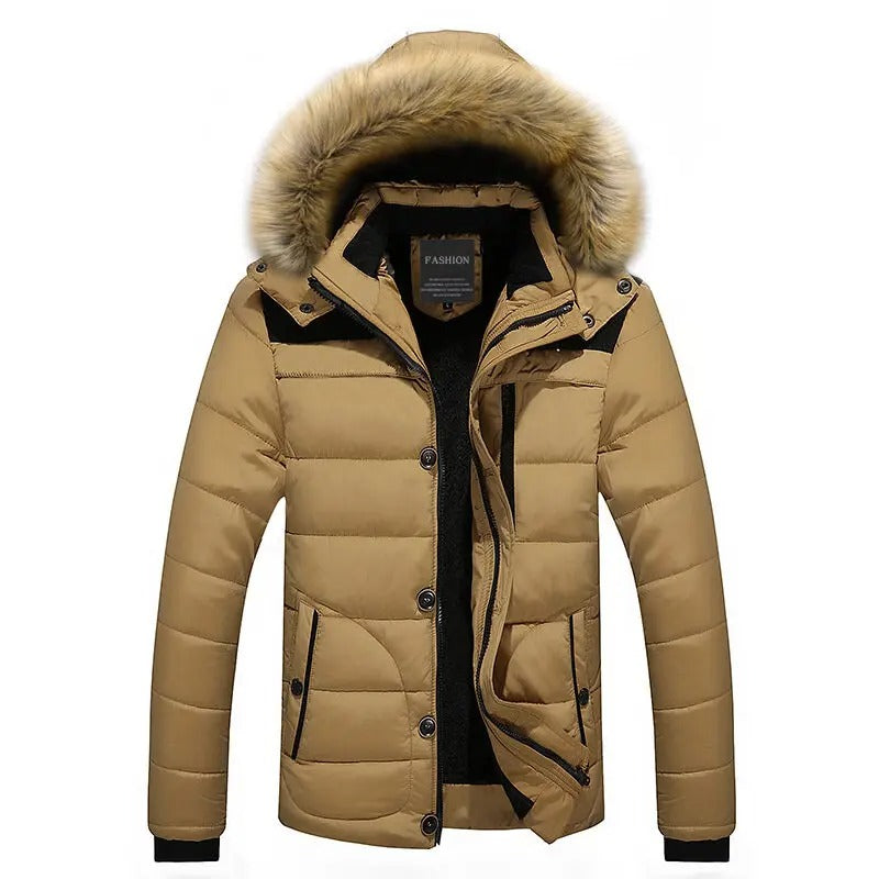 Herren-Parka aus Fleece-Daunen-Baumwolle